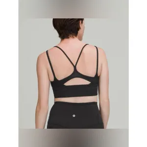 Lululemon Nulu and Mesh Yoga Sports Bra Light Support Jewel Emboss Black thumbnail 2