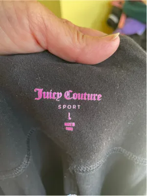Women's Juicy Couture Black Wide Leg Pants Size L with Pink Logo thumbnail 2
