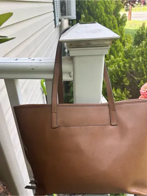 Michael Kors Brown Leather Tote with Gold Tone Logo thumbnail 3