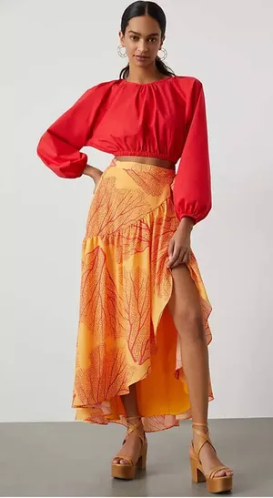NWT Anthropologie Hutch Printed Wrap Maxi Skirt Sz. M thumbnail 1
