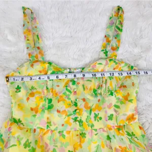 ASTR the Label Floral Chiffon‎ Maxi Dress Small Yellow Tiered Wedding Guest New thumbnail 13