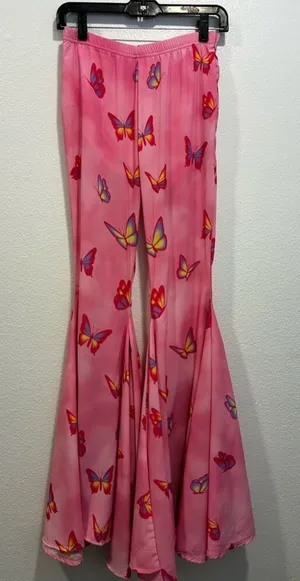 Sugar Thrillz Pink Butterfly Print Flare Pants thumbnail 1