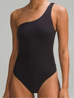 Lululemon Wundermost Ultra-Soft Nulu Asymmetrical Bodysuit Black size large NWT thumbnail 1