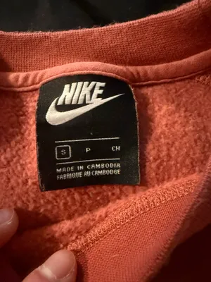 {NIKE} Women’s Coral Pink Cropped Big Swoosh Pullover Sweatshirt - Small thumbnail 3