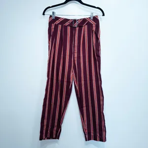 Free People Burgundy Red Striped Seamed Like The Right Thing Cropped Pants 0 thumbnail 2