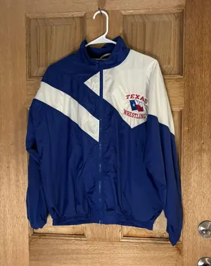 Vintage Blue and White Texas Wrestling Jacket size M thumbnail 1
