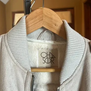 NWOT Chaser Faux Suede Faux Fur Lined Bomber Jacket Cream Size XS thumbnail 12