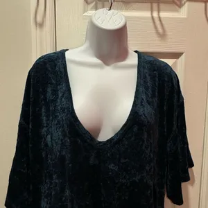 Free People Tunic Dress Womens Teal Crushed Velvet V-Neck High‎ Low XS thumbnail 7