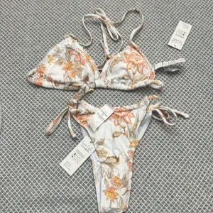 Cupshe Sunset Florals Triangle Bikini Top & Standard Rise Bottoms Set nwt thumbnail 5