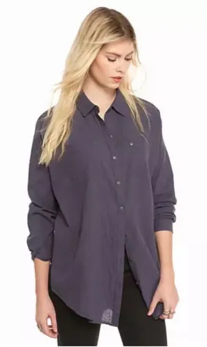 Free people shirt‎ women's size XS love, her madly, gauze, oversized shirt, blue thumbnail 1