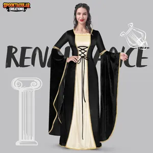 Spooktacular Renaissance Costume Women Velvet Medieval Dress Halloween LARGE thumbnail 2