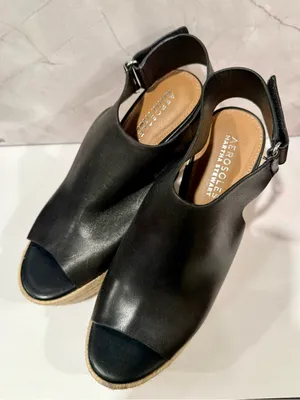 Aerosoles X Martha Stewart | Leather Espadrille Peep Toe Wedges | Sz 8.5 thumbnail 2