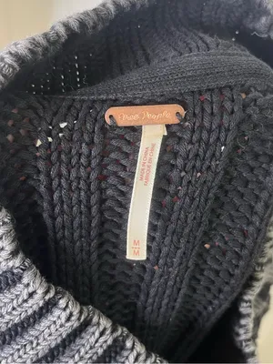 Free People Sweetheart Sweater Black Charcoal Womens Size M Fisherman Oversized thumbnail 5