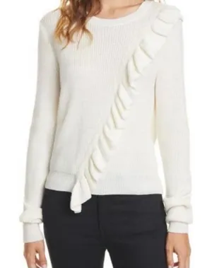 Joie Viviana Ruffle Wool Blend Sweater – Ivory thumbnail 1