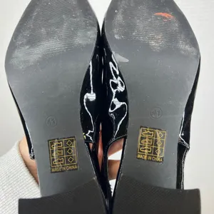 CIDER‎ Black Patent Leather Square Toe Slingback Block Heel Shoes Size 41 thumbnail 5
