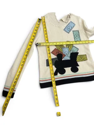 Vintage Unbranded Cotton Cream Graphic Crewneck Sweater Size Large thumbnail 13