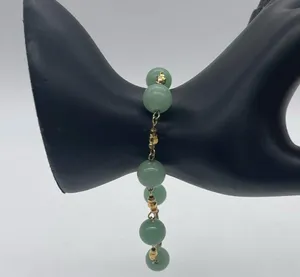 Jade Bracelet with Gold plated chain Green thumbnail 4