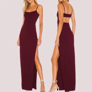 NWT Maroon Backless Spaghetti Strap Maxi Dress thumbnail 2