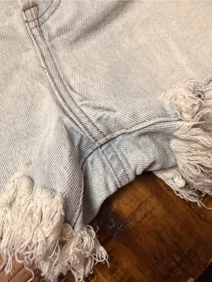pistola Pale Blue Frayed Hem Denim Shorts thumbnail 10