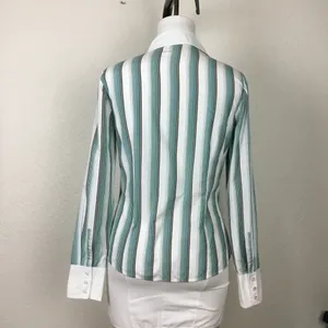 Ann Taylor Blouse Size 6 Women's Vintage Striped Cotton Striped Long Sleeves thumbnail 5