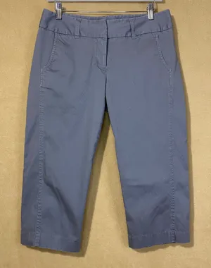 Daisy Fuentes Capri Pants Womens 6P Moonstone Gray Blue Cropped Stretch‎ EUC thumbnail 1