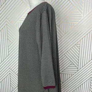 Alembika Tunic Top Blouse 3/4‎ Sleeve Striped Pullover Black Tan Size 2 US 8 10 thumbnail 6