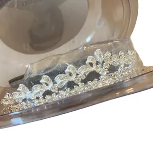 Davids Bridal Silver Crystal Metal Ribbon Tiara Crown 627SILVER thumbnail 3