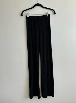 SKIMS Black Ribbed Soft Knit Wide-Leg Pants XXS thumbnail 2