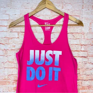Nike | Hot Pink “Just Do It” dry fit racer back tank athletic fit thumbnail 2