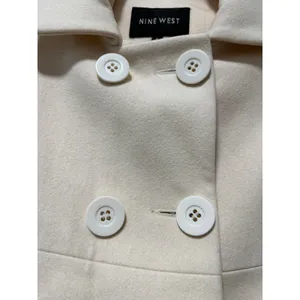 Nine West Womens Cream Wool Blend Double Breasted Cropped Pea Coat Jacket Size 6 thumbnail 4