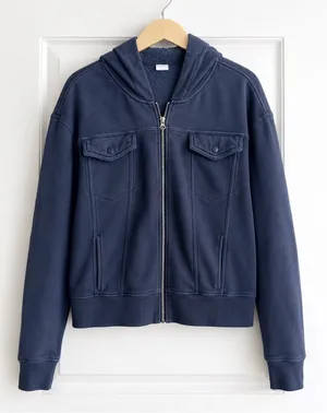 GAP Oversized Icon Full Zip Hoodie Blue Fleece Women’s Small Relaxed Fit thumbnail 1