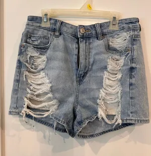 American Eagle Outfitters Light Blue Distressed Denim Shorts thumbnail 1
