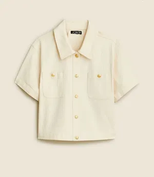 J.Crew Ecru Denim Cropped Button Up thumbnail 1