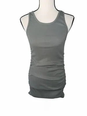 Pull & Bear Olive Green Ribbed Ruched Mini Dress New Casual Going Out Summer M thumbnail 2