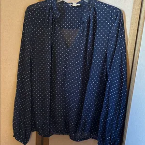 FINAL MARKDOWN ESPRIT Navy Polka Dot Blouse 8 thumbnail 1