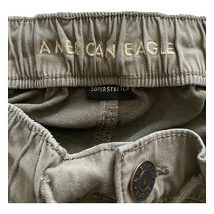 American Eagle -ARMY GREEN JOGGER PANTS-SIZE 2 Elastic waist with drawstring, zip front, two front and two back pockets, elastic ankles with a side zipper, excellent condition Measurements: Waist: side to side 13-16 inches Rise: 9 inches Inseam: 37 inches thumbnail 11
