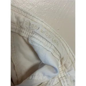American Eagle Womens Pants Baggy Wide Leg Cargo Lyocell Pockets Stretch Cream 2 thumbnail 4
