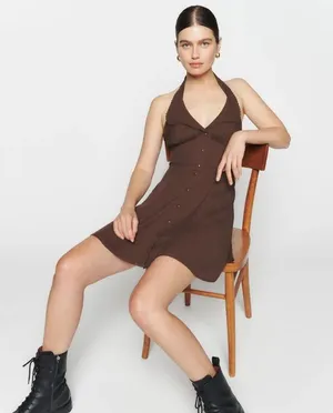Reformation Makenna Collar Halter Dress in 8 thumbnail 1