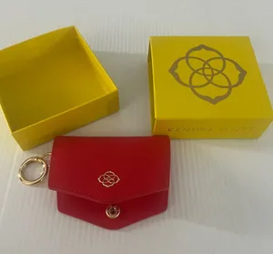 Kendra Scott Red Leather Key & Card Holder with Gold Hardware thumbnail 1
