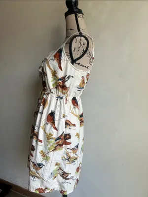 Anthropologie Eloise Bird Print Mini Length Boho Dress Size Small thumbnail 6