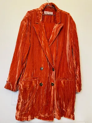 Free‎ People Daria Crinkle Velvet Blazer Size M thumbnail 5