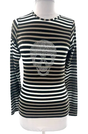 NWT Letarte Hawaii rashguard UPF‎ top sz M skull striped thumbnail 1