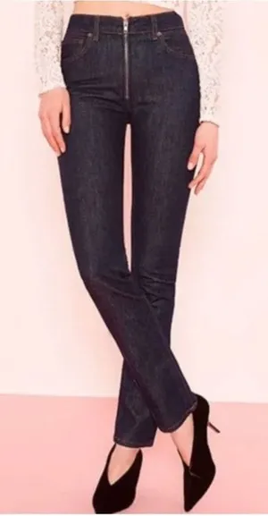 Reformation Brooke High Straight Zip Jeans Womens Size 26 Dark Wash Blue thumbnail 1