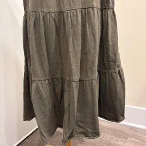 Natural Life Olive Green Tiered Babydoll Mini Dress Rayon Slub XS/S Boho Fairy thumbnail 8