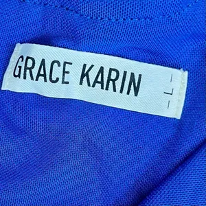 Grace Karin Royal Blue Dress Sequin Top Batwing Sleeves Solid Skirt Large thumbnail 5