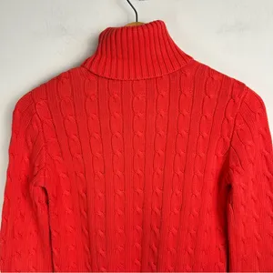 Ralph Lauren Sport Womens Cable Knit Sweater Sz Small Coral Orange Cotton thumbnail 10