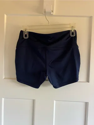 adidas Navy High-Waist Athletic Shorts thumbnail 3