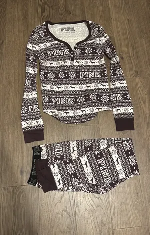 Victoria's Secret PINK Long John Thermal Pajamas thumbnail 1