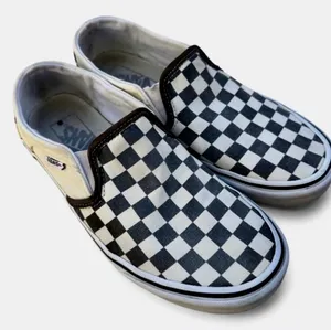 Vans Checkerboard Slip On Sneakers Black White Size 7.5 Women grunge thumbnail 1