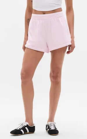 NWT Athleta Ballet Pink Airy Cotton Terry Shortie Shorts Size Medium $59 thumbnail 1